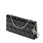 Dior Lady Dior Chain Clutch Black Cannage Patent Leather — view 2