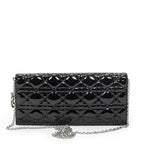 Dior Lady Dior Chain Clutch Black Cannage Patent Leather — view 5