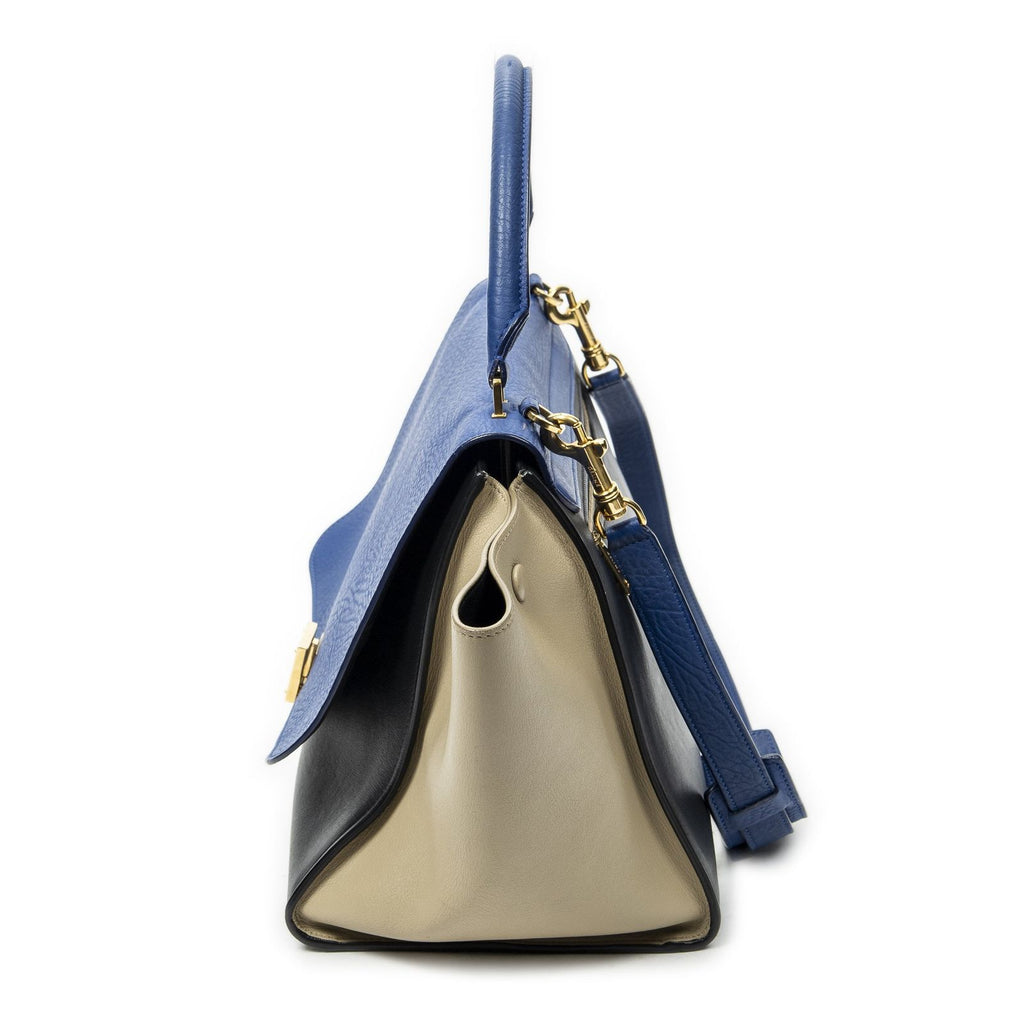 Celine Tricolor blue Black calfskin Leather Messenger — view 3