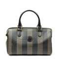 Fendi Frame Boston Brown Black Pecan Stripe Canvas Shoulder