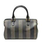 Fendi Frame Boston Brown Black Pecan Stripe Canvas Shoulder — view 5