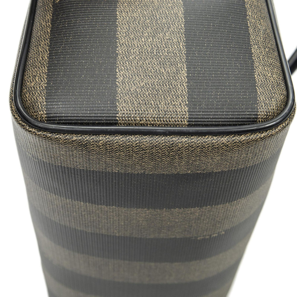 Fendi Frame Boston Brown Black Pecan Stripe Canvas Shoulder — view 8