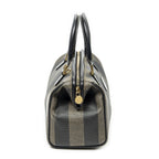 Fendi Frame Boston Brown Black Pecan Stripe Canvas Shoulder — view 4