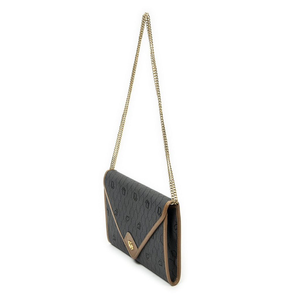 Dior Vintage Envelope Clutch Gray Brown Honeycomb Canvas — view 2