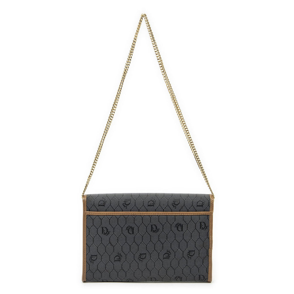 Dior Vintage Envelope Clutch Gray Brown Honeycomb Canvas — view 5