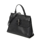 Gucci Small Bamboo Top Handle Flap Black Gray Calfskin Leather — view 2