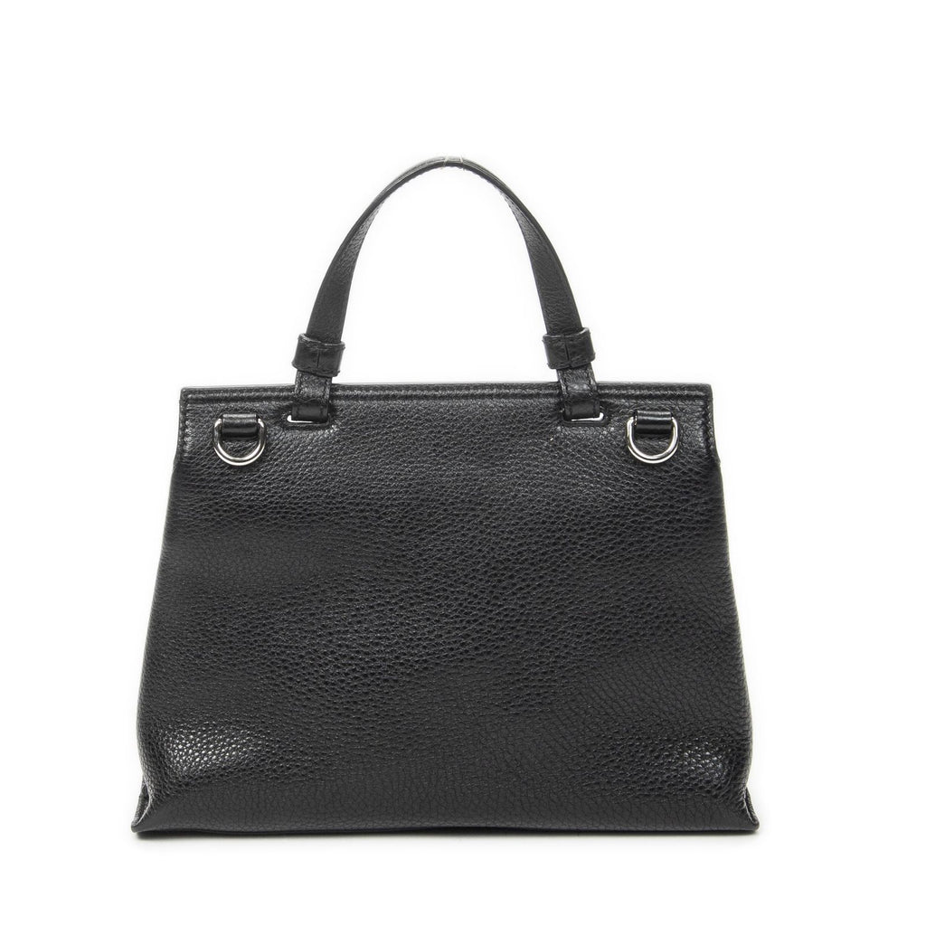 Gucci Small Bamboo Top Handle Flap Black Gray Calfskin Leather — view 5