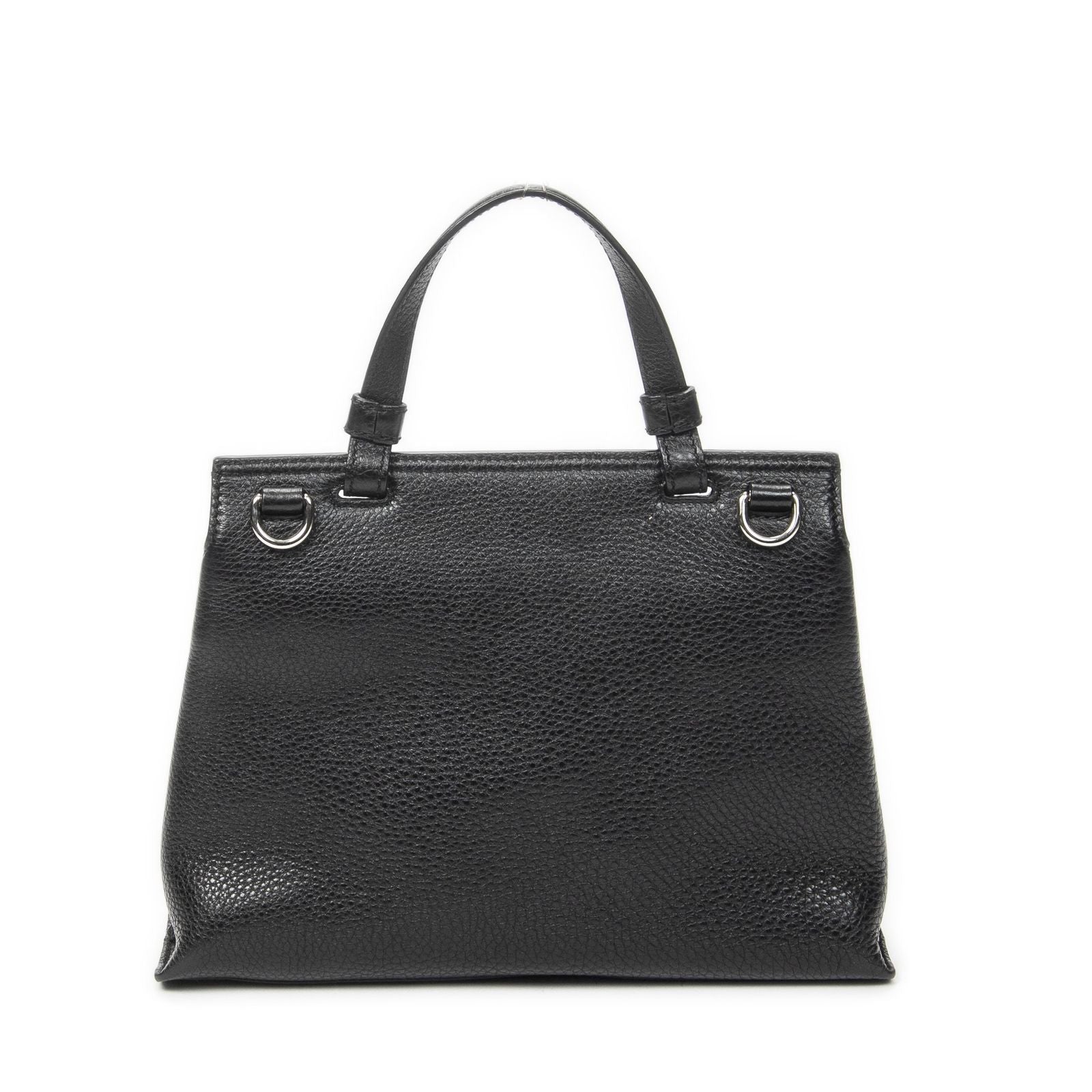 Gucci Small Bamboo Top Handle Flap Black Gray Calfskin Leather — view 5