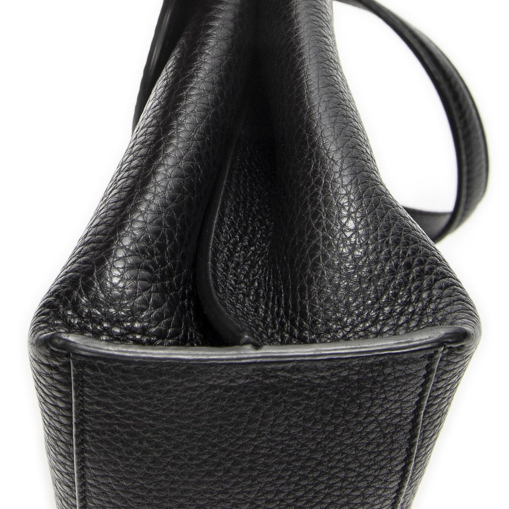 Gucci Small Bamboo Top Handle Flap Black Gray Calfskin Leather — view 8