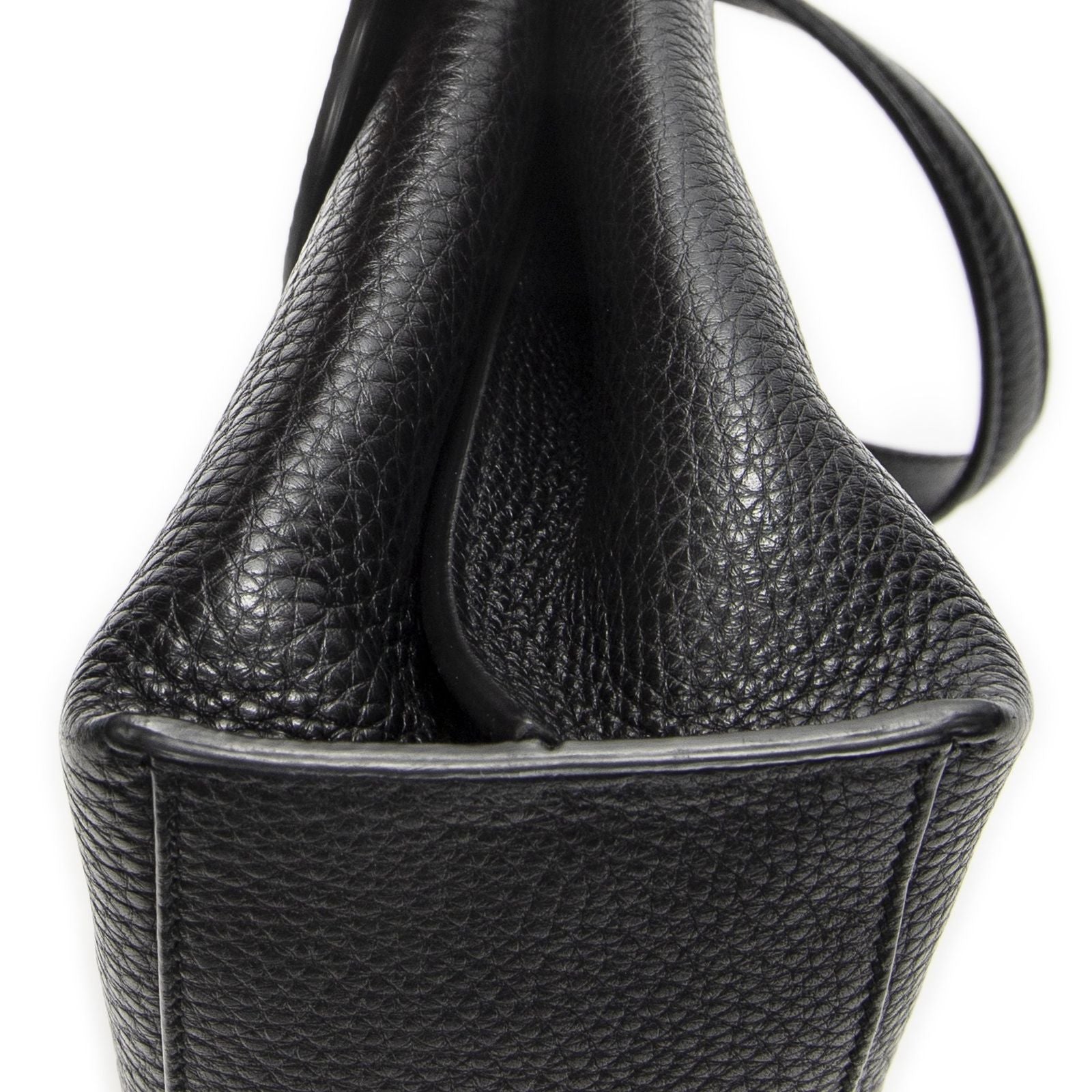 Gucci Small Bamboo Top Handle Flap Black Gray Calfskin Leather — view 8