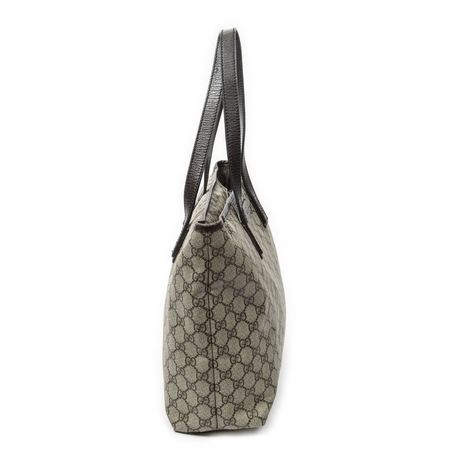 Gucci Zip Shopping Tote Dark Brown Beige Supreme Canvas — view 4