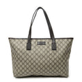Gucci Zip Shopping Tote Dark Brown Beige Supreme Canvas