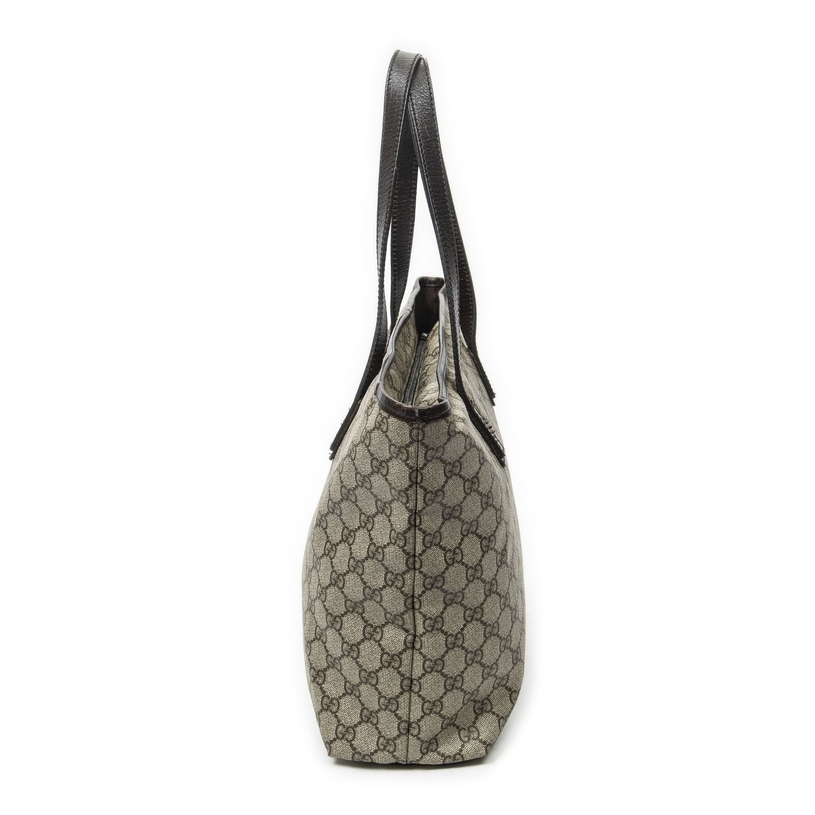 Gucci Zip Shopping Tote Dark Brown Beige Supreme Canvas — view 3