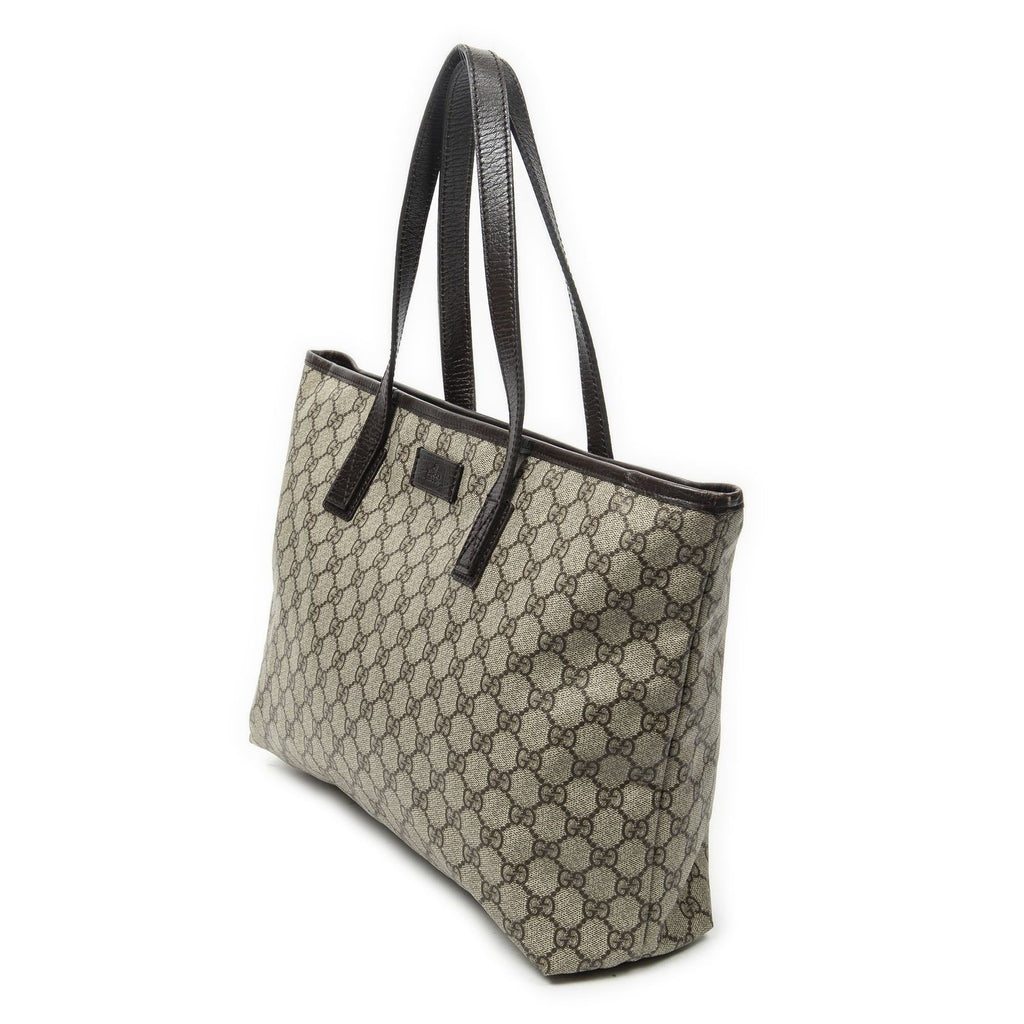Gucci Zip Shopping Tote Dark Brown Beige Supreme Canvas — view 2
