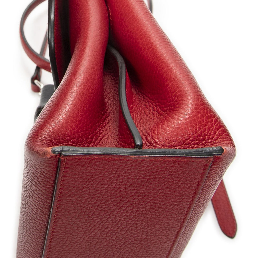 Gucci Small Bamboo Top Handle Flap Red Gray Calfskin Leather — view 8