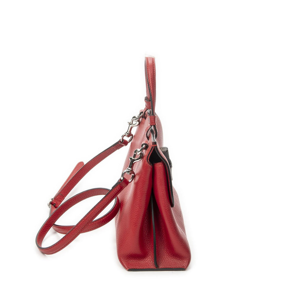 Gucci Small Bamboo Top Handle Flap Red Gray Calfskin Leather — view 4