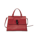Gucci Small Bamboo Top Handle Flap Red Gray Calfskin Leather