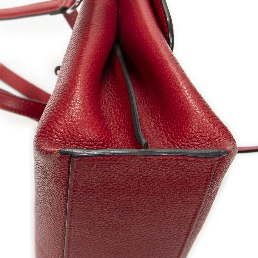 Gucci Small Bamboo Top Handle Flap Red Gray Calfskin Leather — view 7