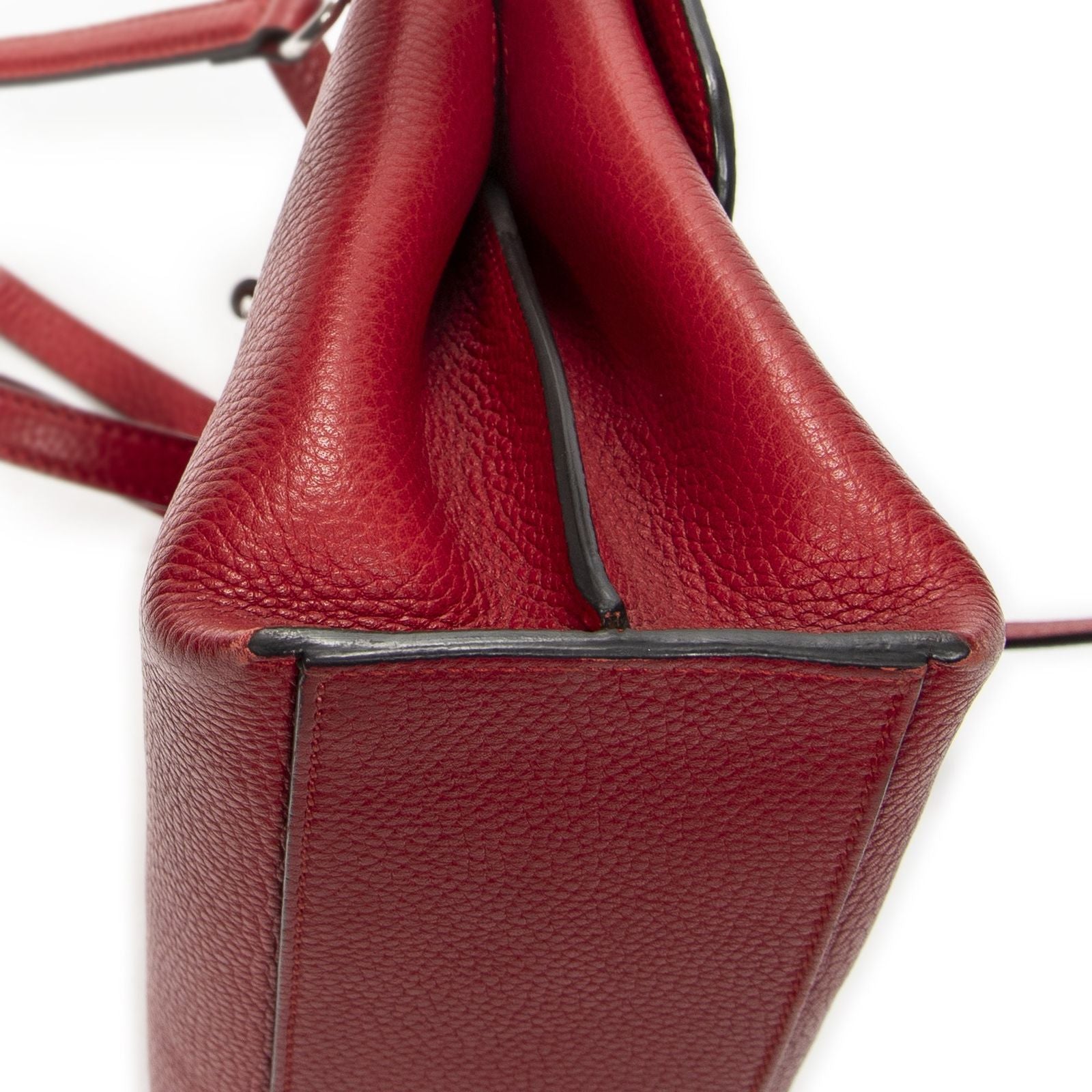 Gucci Small Bamboo Top Handle Flap Red Gray Calfskin Leather — view 7