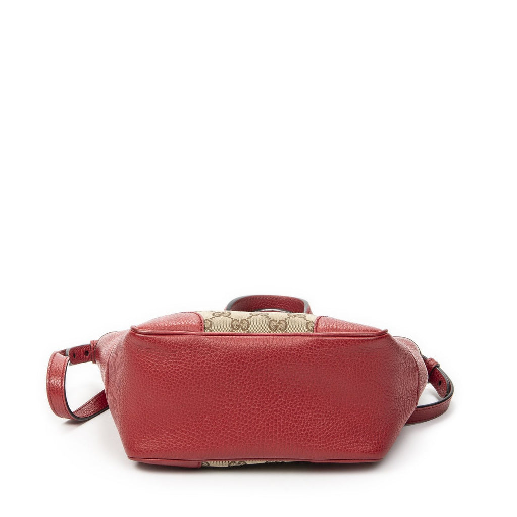 Gucci Small Bree Tote Red Beige GG Canvas — view 6