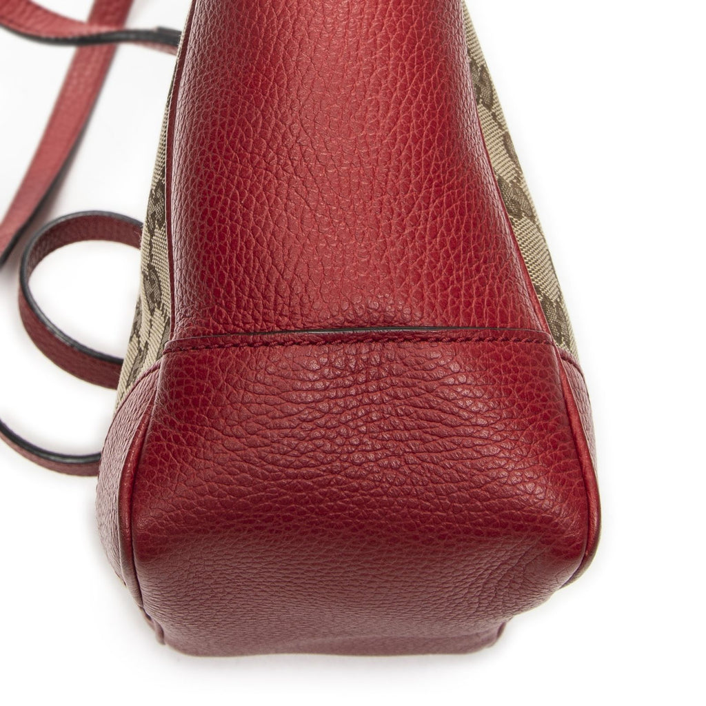 Gucci Small Bree Tote Red Beige GG Canvas — view 7