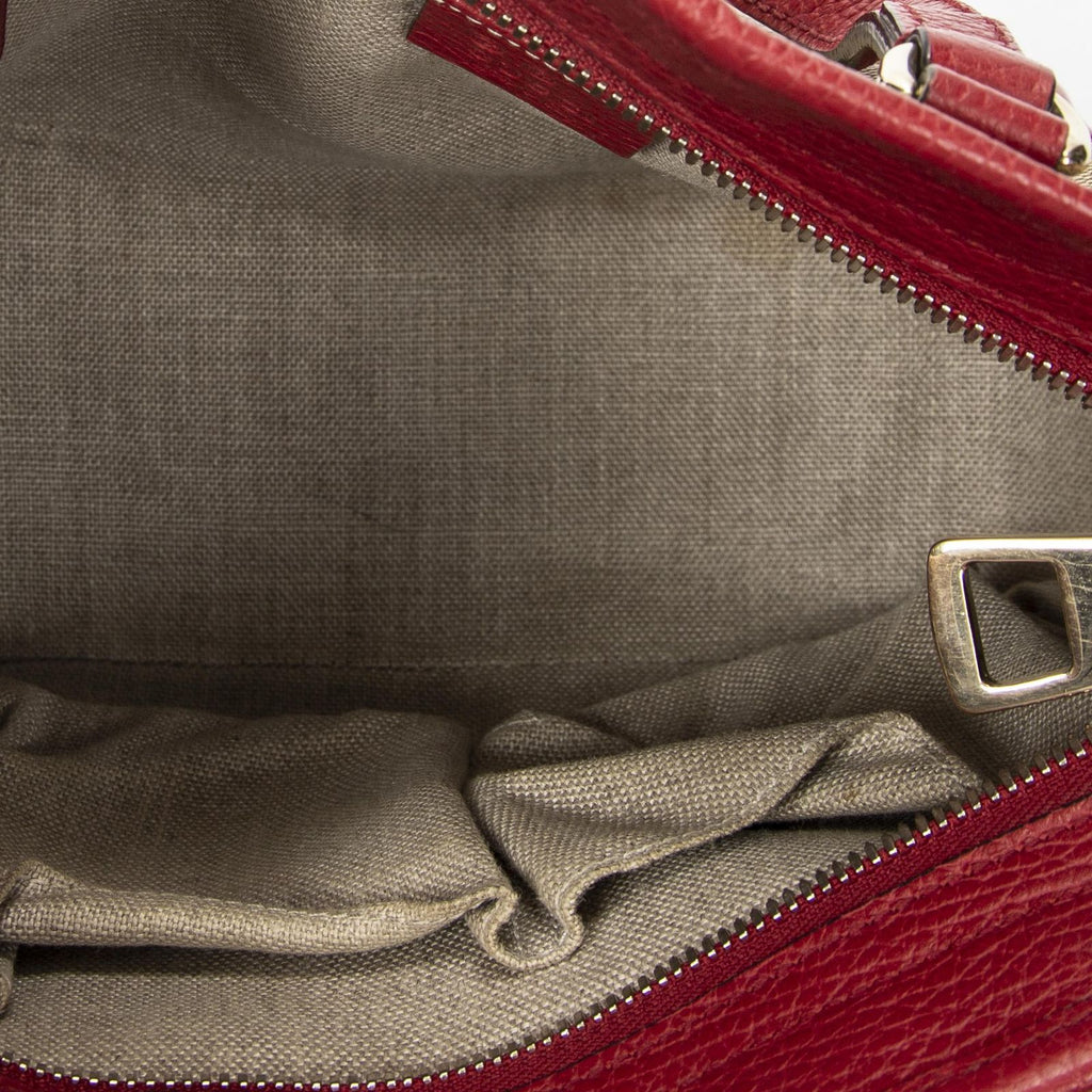 Gucci Small Bree Tote Red Beige GG Canvas — view 9