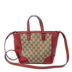 Gucci Small Bree Tote Red Beige GG Canvas — view 5