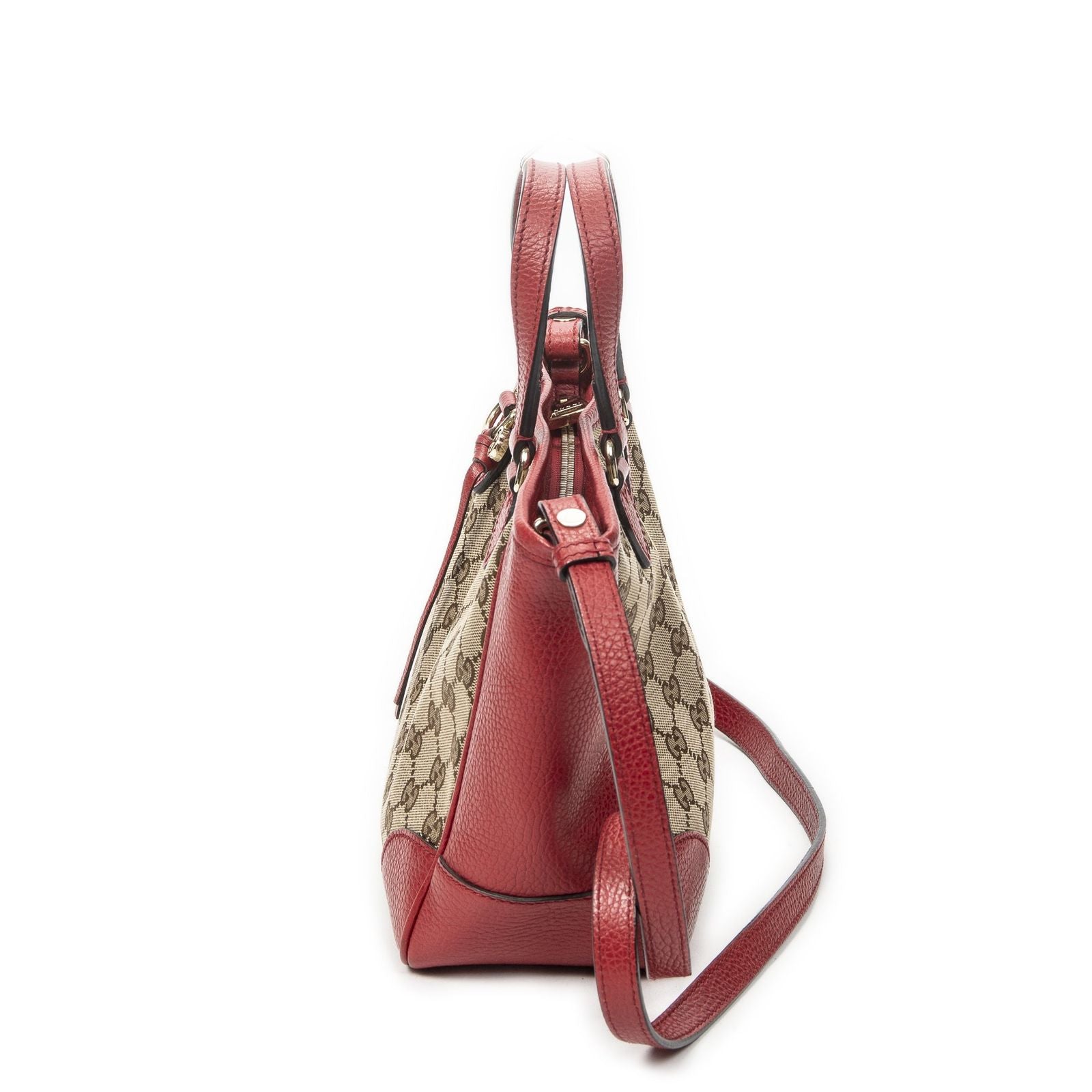 Gucci Small Bree Tote Red Beige GG Canvas — view 3