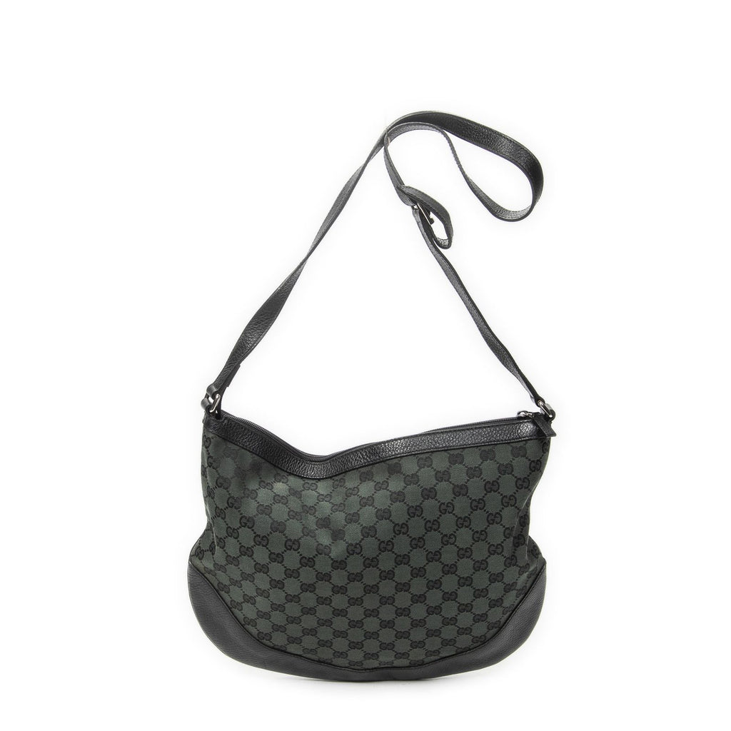 Gucci Half Moon Messenger Black Dark Green GG Canvas — view 5