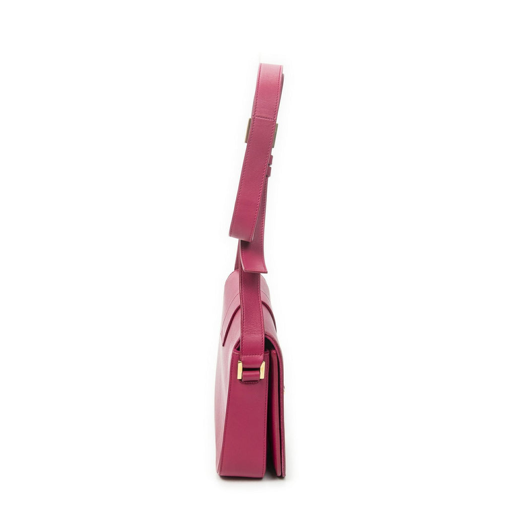 Saint Laurent Line Flap Cross Belt Bag Fuchsia Pink Calfskin Leather — view 4