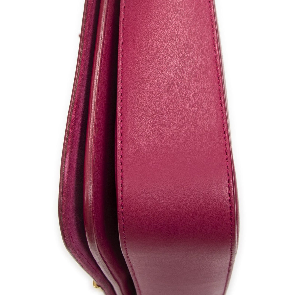 Saint Laurent Line Flap Cross Belt Bag Fuchsia Pink Calfskin Leather — view 8