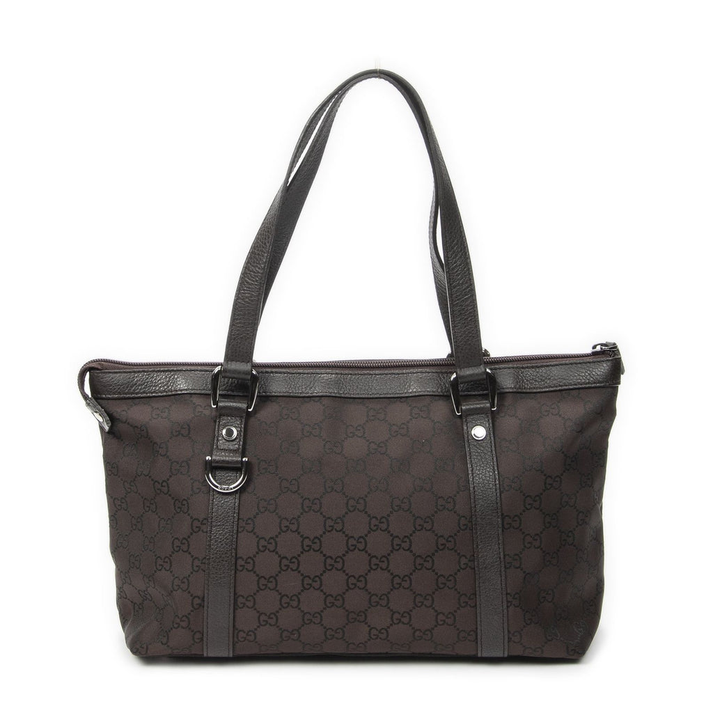 Gucci Abbey Tote Dark Brown GG Nylon Canvas — view 5