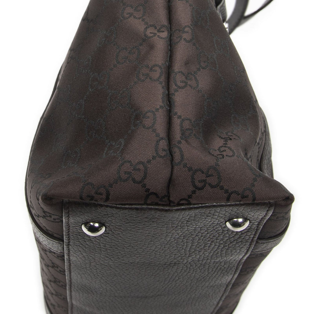 Gucci Abbey Tote Dark Brown GG Nylon Canvas — view 7