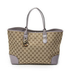 Gucci Heart Bit Open Tote Lilac Beige GG Canvas