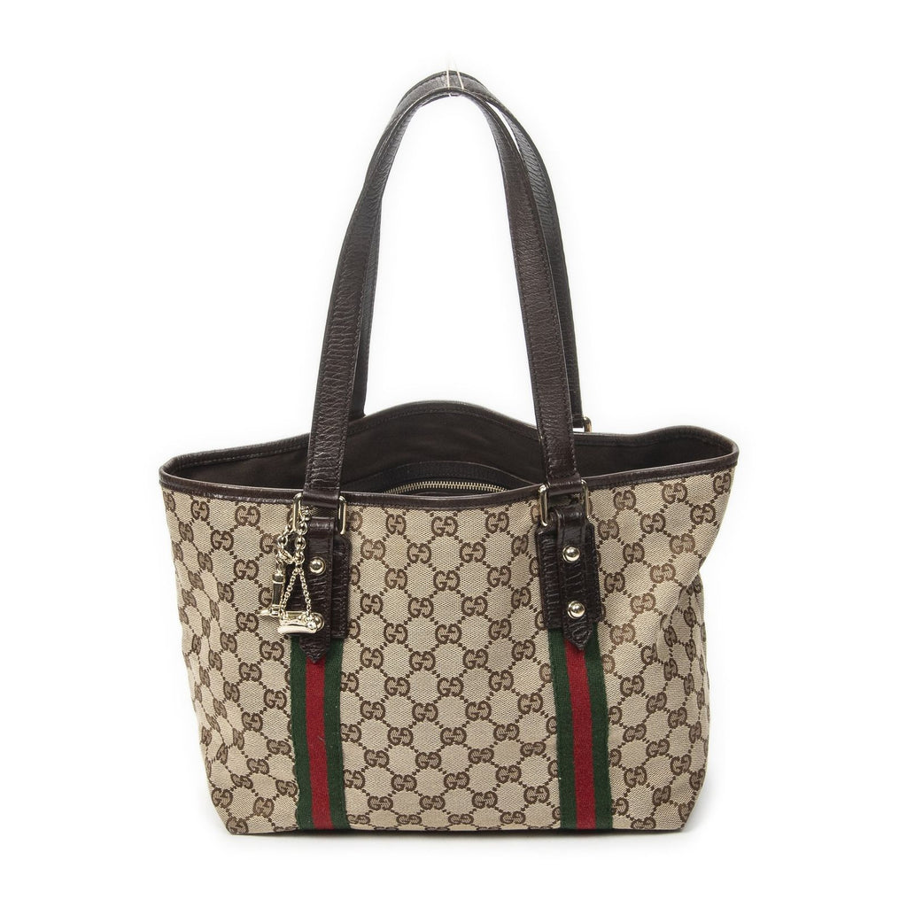 Gucci Small Web Jolique Tote Dark Brown Beige GG Canvas