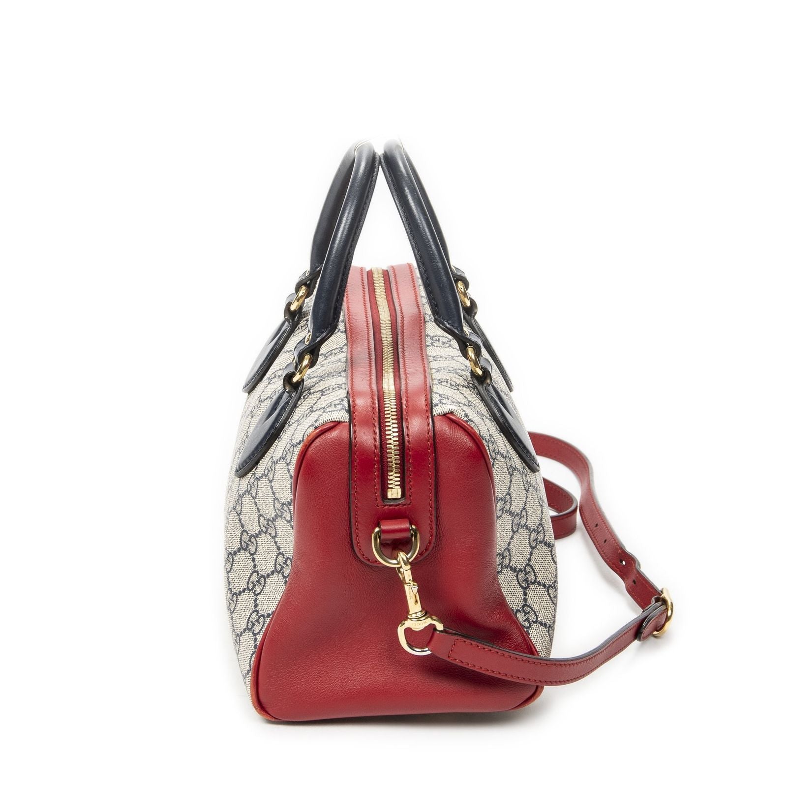 Gucci Small Boston Navy Beige Red Supreme Canvas Messenger — view 3