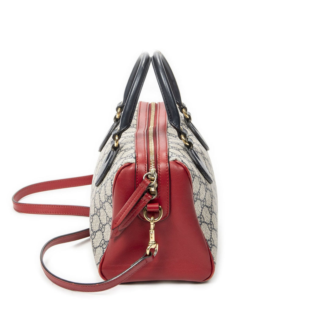 Gucci Small Boston Navy Beige Red Supreme Canvas Messenger — view 4
