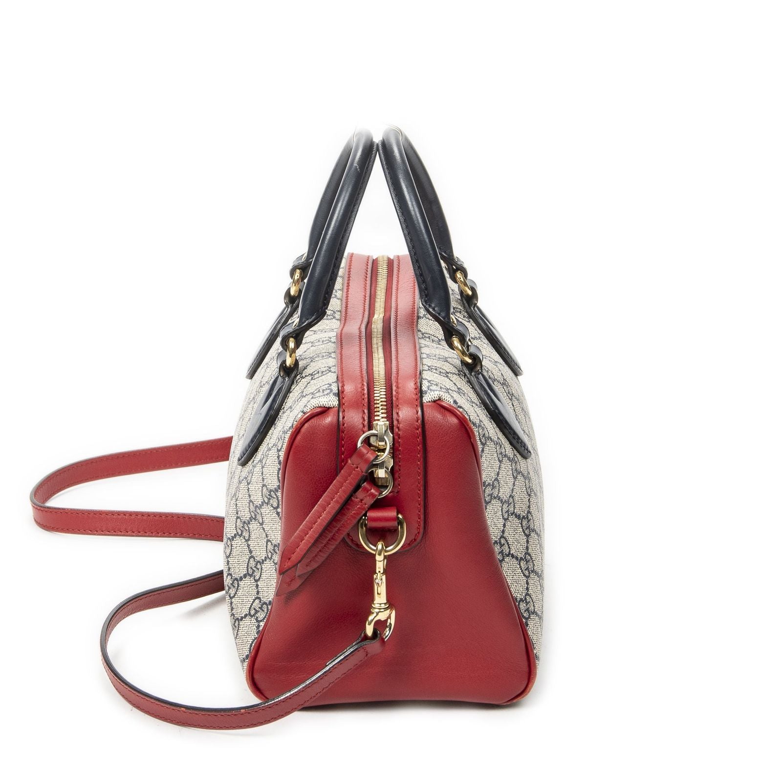 Gucci Small Boston Navy Beige Red Supreme Canvas Messenger — view 4