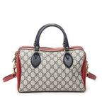 Gucci Small Boston Navy Beige Red Supreme Canvas Messenger