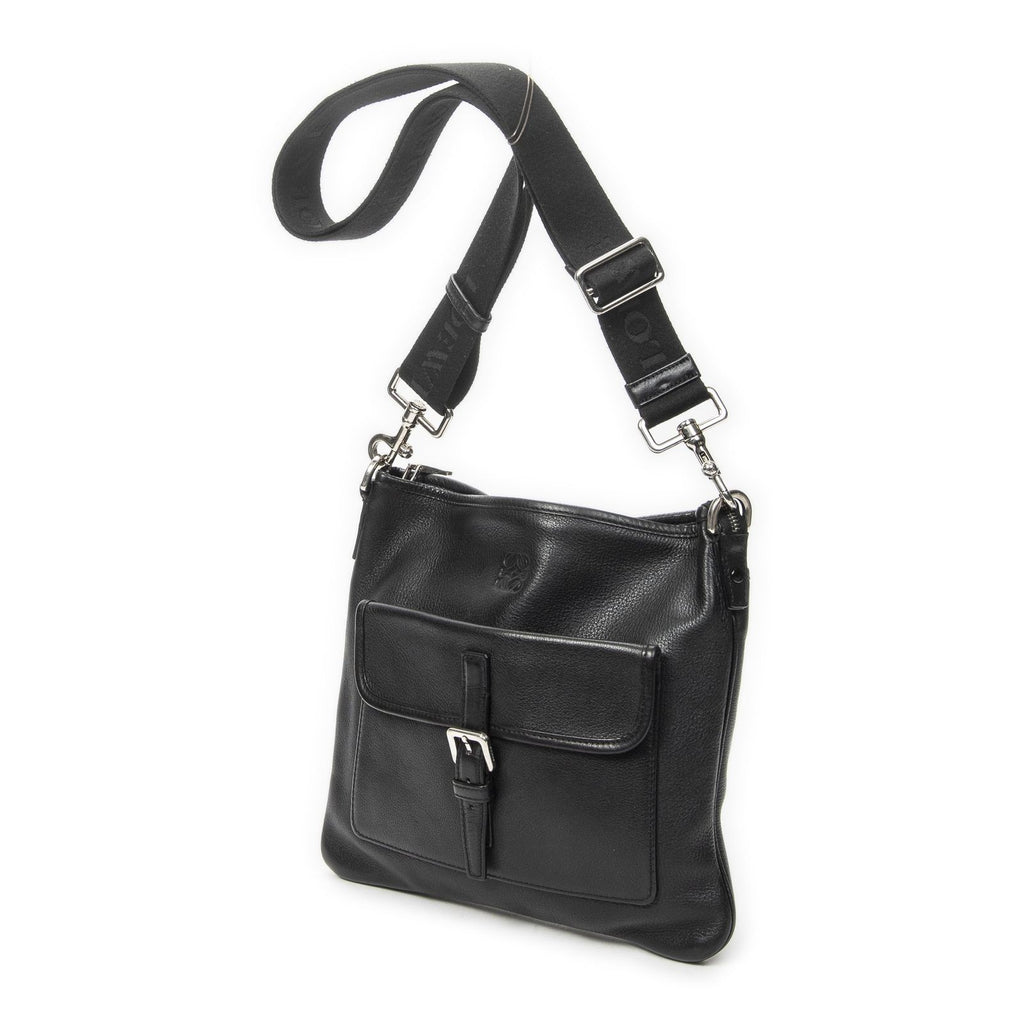 Loewe Anagram Front Pocket Messenger Black Gray Calfskin Leather — view 2