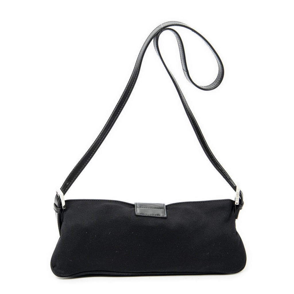 Fendi Rectangle Zip Pochette Black Jersey Canvas Pouch — view 5