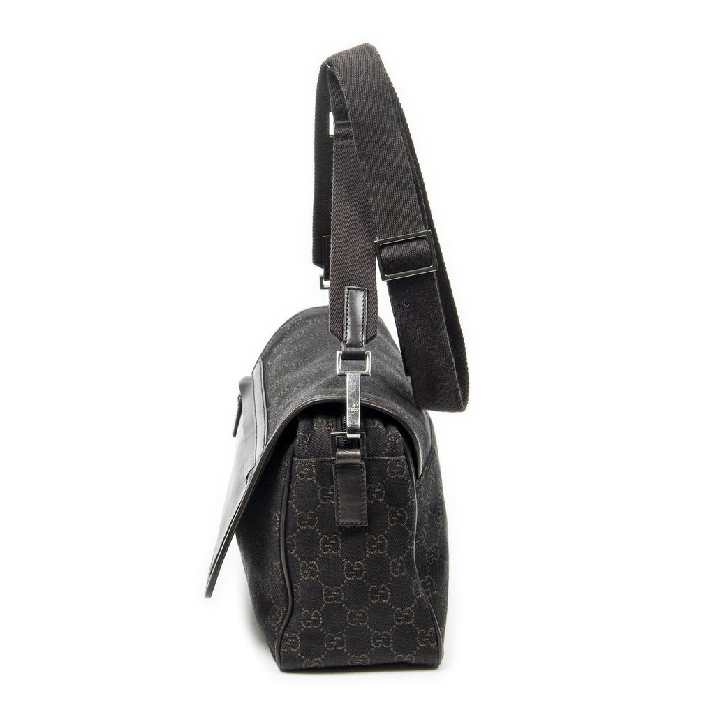 Gucci Front Pocket Flap Crossbody Dark Brown GG Denim Canvas — view 3