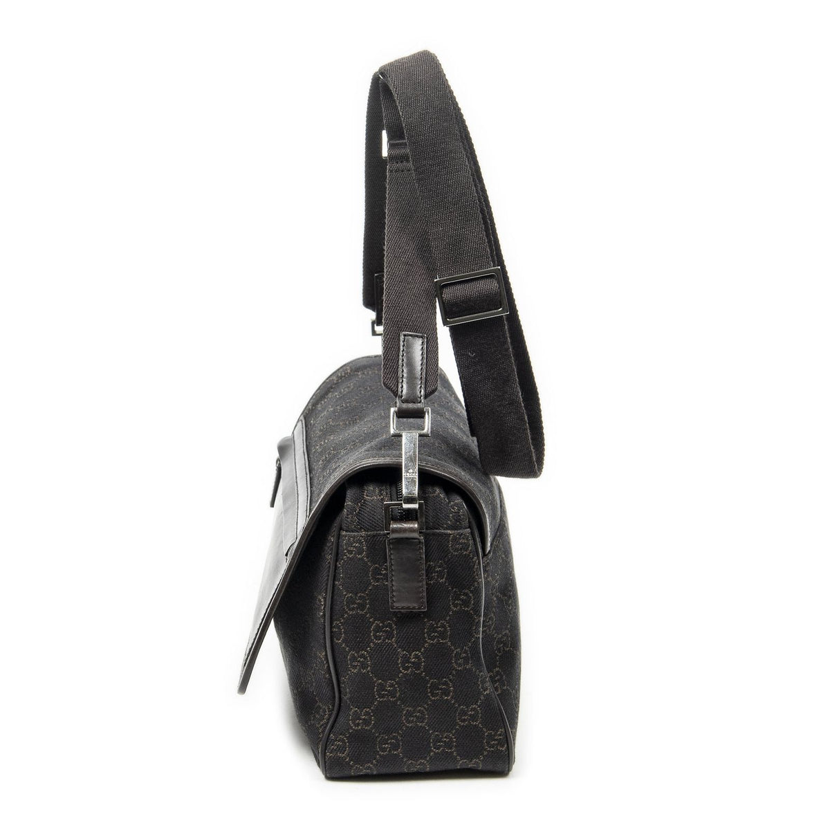 Gucci Front Pocket Flap Crossbody Dark Brown GG Denim Canvas — view 3