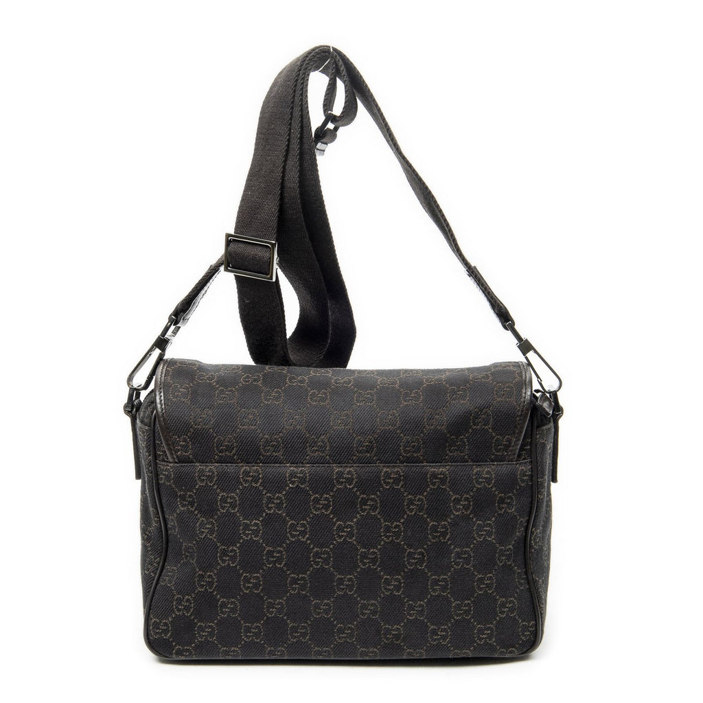 Gucci Front Pocket Flap Crossbody Dark Brown GG Denim Canvas — view 5