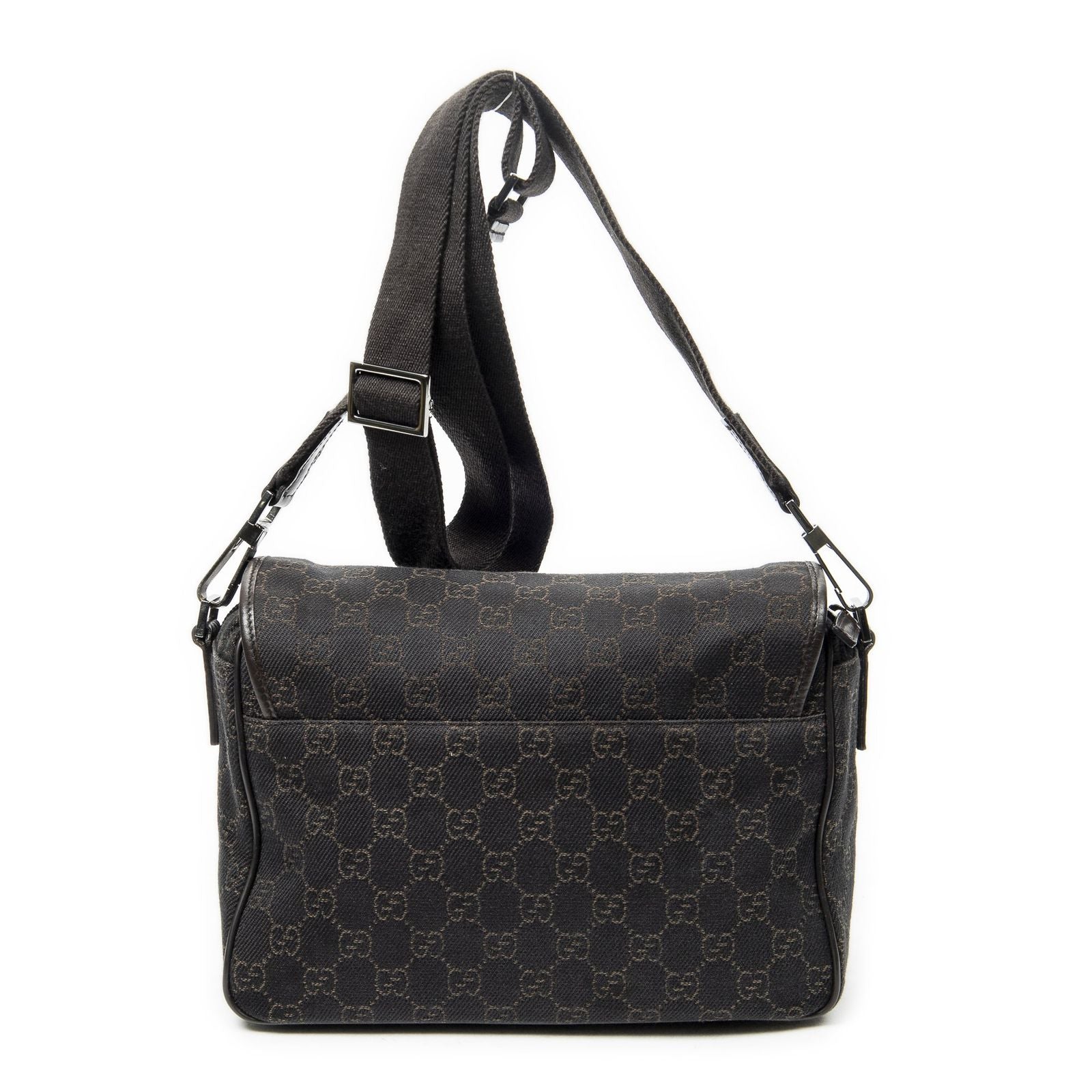 Gucci Front Pocket Flap Crossbody Dark Brown GG Denim Canvas — view 5