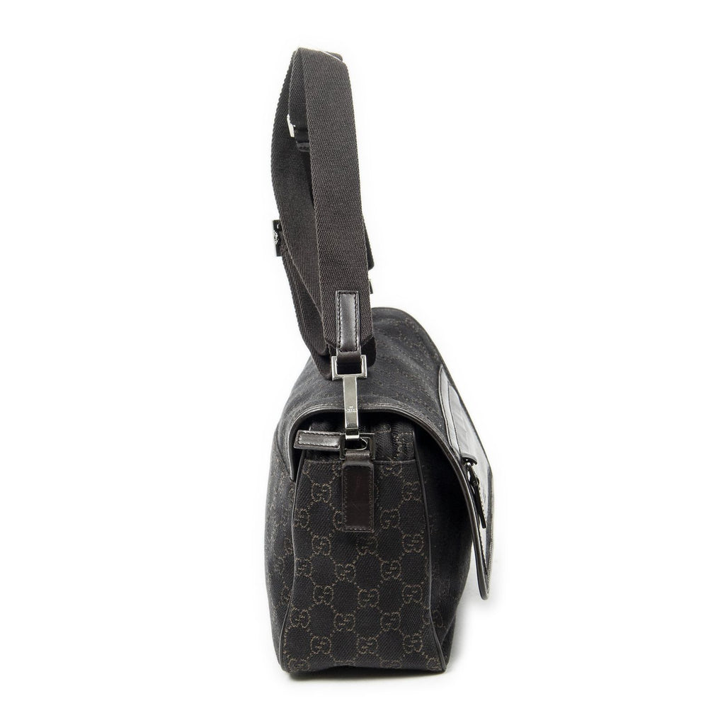 Gucci Front Pocket Flap Crossbody Dark Brown GG Denim Canvas — view 4