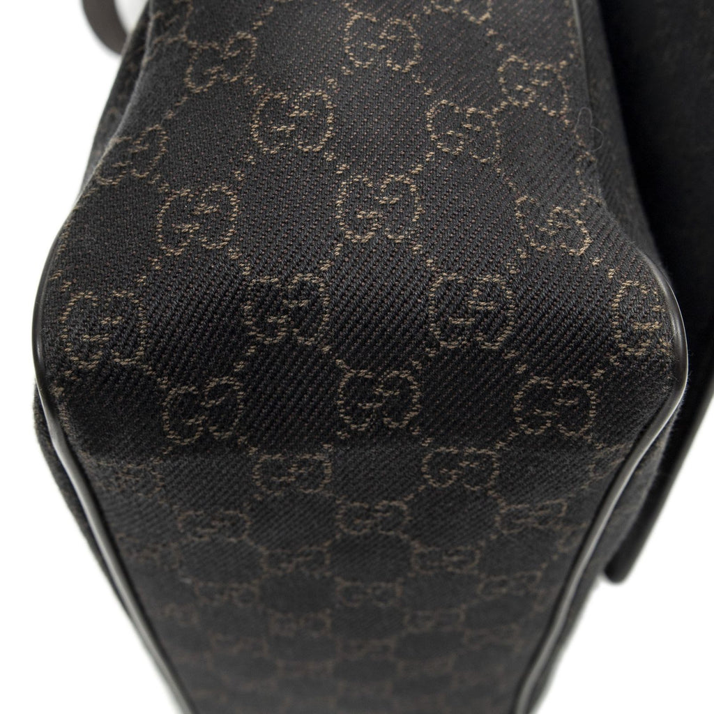 Gucci Front Pocket Flap Crossbody Dark Brown GG Denim Canvas — view 7