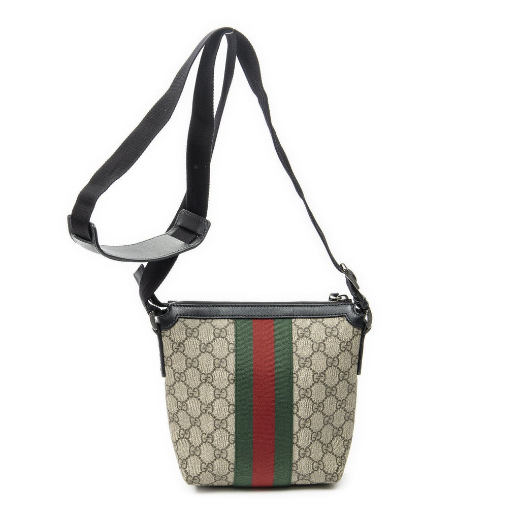 Gucci Small Web Square Messenger Black Beige Supreme Canvas — view 5