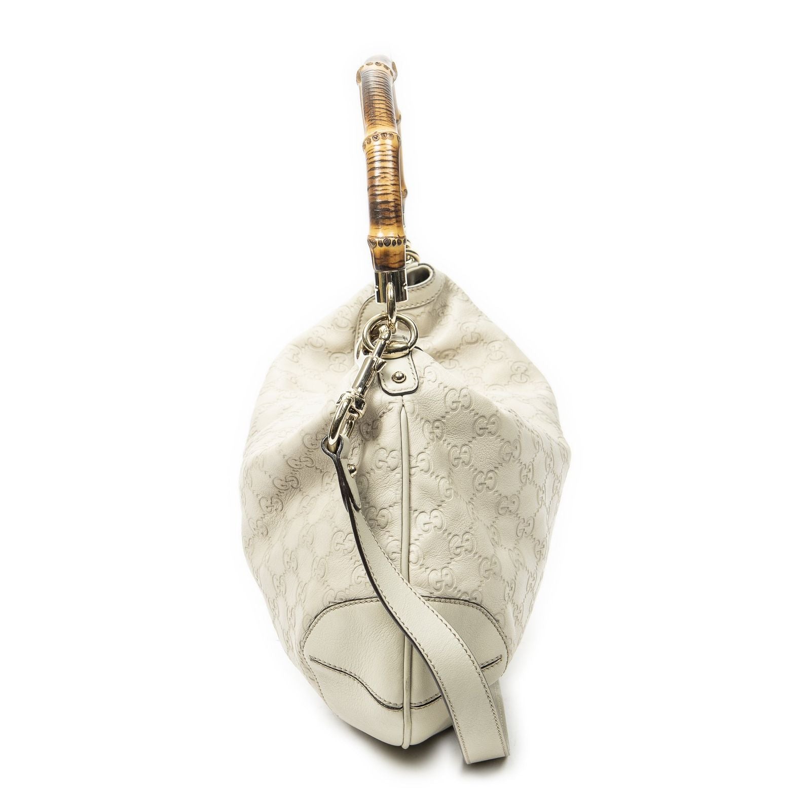 Gucci Pegi Bambu Handle Hobo Ivory Guccissima — view 3