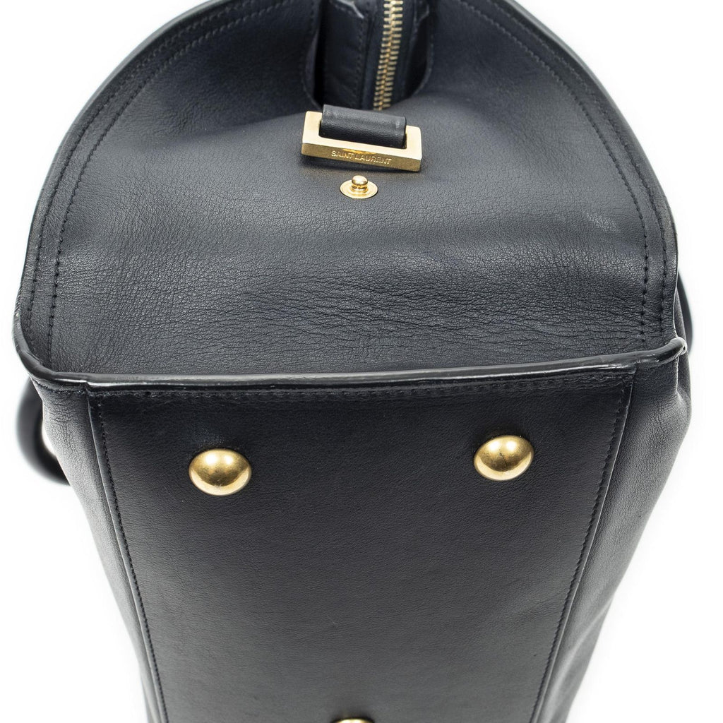 Saint Laurent Small Classic Cabas Navy Calfskin Leather Messenger — view 8